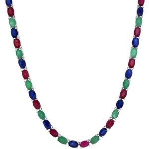 (MUST SELL) 34.12ct Emerald Ruby Sapphire Necklace